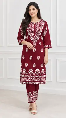 2 Pcs Women's Stitched Linen Printed Shirt And Trouser
