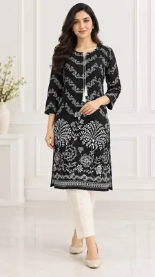 2 Pcs Women's Stitched Linen Printed Shirt And Trouser