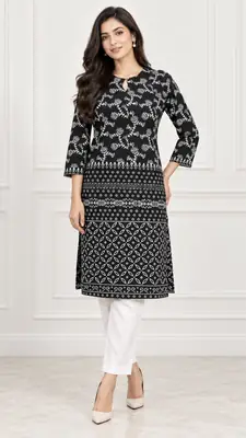 2 Pcs Women's Stitched Linen Printed Shirt And Trouser