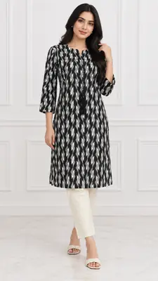 2 Pcs Women's Stitched Linen Printed Shirt And Trouser