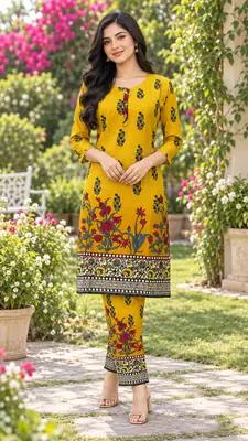 2 Pcs Women's Stitched Linen Printed Shirt And Trouser