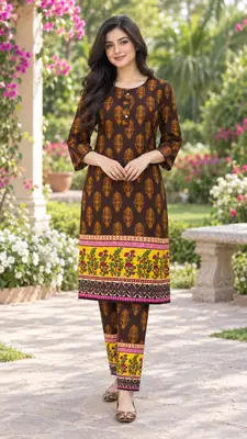 2 Pcs Women's Stitched Linen Printed Shirt And Trouser
