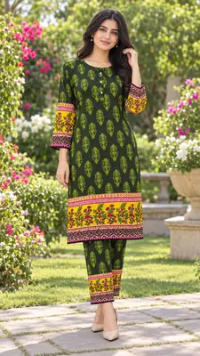2 Pcs Women's Stitched Linen Printed Shirt And Trouser