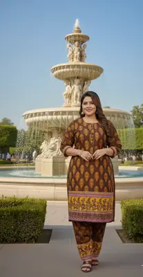 2 Pcs Women's Stitched Linen Printed Shirt And  SHALWAR