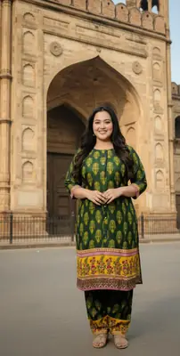 2 Pcs Women's Stitched Linen Printed Shirt And  SHALWAR