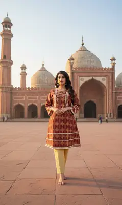 2 Pcs Women's Stitched Cotton Gota Work Frock And Trouser