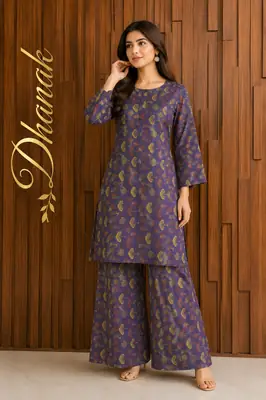 2 Pcs Women's Stitched Dhanak Printed Shirt And Trouser