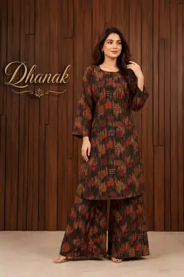 2 Pcs Women's Stitched Dhanak Printed Shirt And Trouser