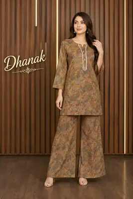 2 Pcs Women's Stitched Dhanak Printed Shirt And Trouser