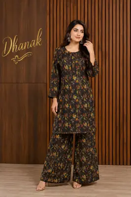 2 Pcs Women's Stitched Dhanak Printed Shirt And Trouser