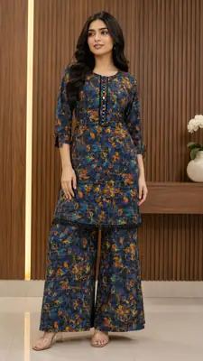 2 Pcs Women's Stitched Khaddar Dress with Mirror Neck