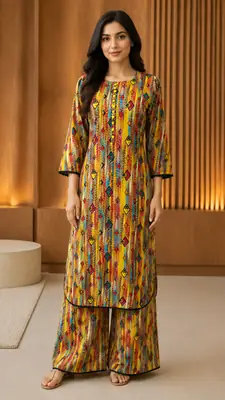 2 Pcs Women's Stitched Bin Saeed Khaddar Dress Long Length 