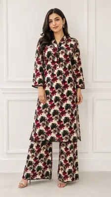 2 Pcs Women's Stitched Bin Saeed Khaddar Dress Long Length 