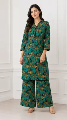 2 Pcs Women's Stitched Bin Saeed Khaddar Dress Long Length 