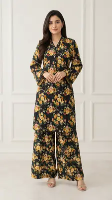 2 Pcs Women's Stitched Bin Saeed Khaddar Dress Long Length 