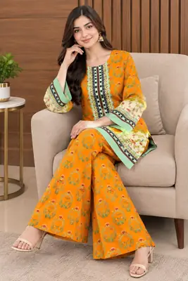 2 Pcs Women's Stitched Luxury Velvet Printed Co-Ord Set