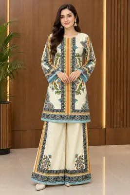 2 Pcs Women's Stitched Luxury Velvet Printed Co-Ord Set