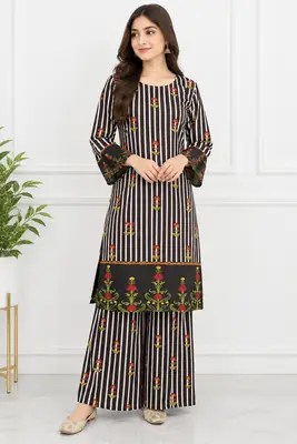 2Pcs Women's Stitched Grip Silk Printed Co Ord Set (Simran)