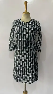 1Pc Women's Stitched Linen Block Printed Shirt Black Special thumbnail 3