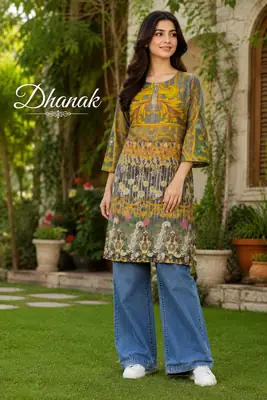 1 Pc Women's Stitched Dhanak Printed Shirt