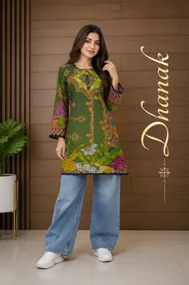 1 Pc Women's Stitched Dhanak Printed Shirt