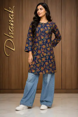 1 Pc Women's Stitched Dhanak Printed Shirt