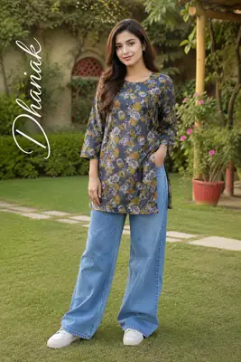 1 Pc Women's Stitched Dhanak Printed Shirt