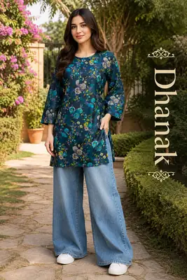 1 Pc Women's Stitched Dhanak Printed Shirt