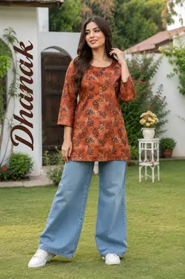 1 Pc Women's Stitched Dhanak Printed Shirt