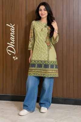 1 Pc Women's Stitched Dhanak Printed Shirt