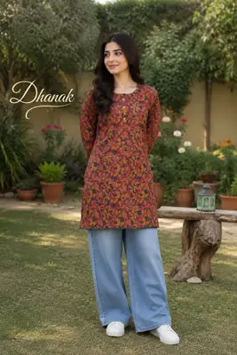 1 Pc Women's Stitched Dhanak Printed Shirt