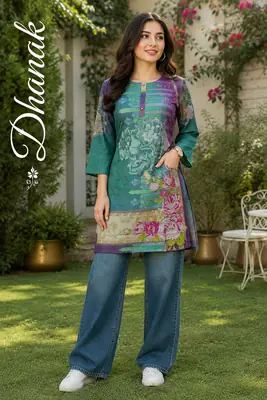 1 Pc Women's Stitched Dhanak Printed Shirt