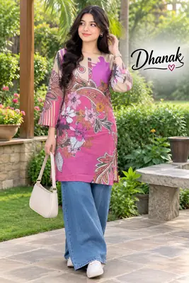 1 Pc Women's Stitched Dhanak Printed Shirt