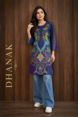 1 Pc Women's Stitched Dhanak Printed Shirt