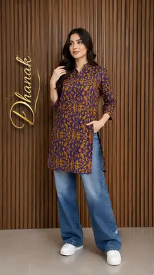1 Pc Women's Stitched Dhanak Printed Shirt