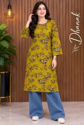 1 Pc Women's Stitched Dhanak Printed Shirt