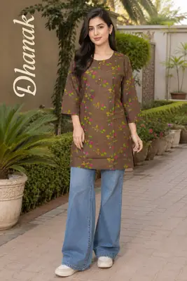 1 Pc Women's Stitched Dhanak Printed Shirt