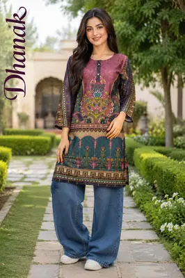 1 Pc Women's Stitched Dhanak Printed Shirt