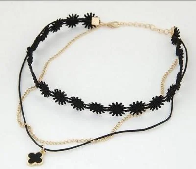 Black Lace Choker with Pendant for Women thumbnail 2