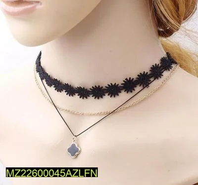 Black Lace Choker with Pendant for Women thumbnail 5