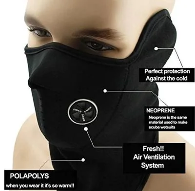 Black Full Face Bike Mask for Men Women Winter Use thumbnail 3