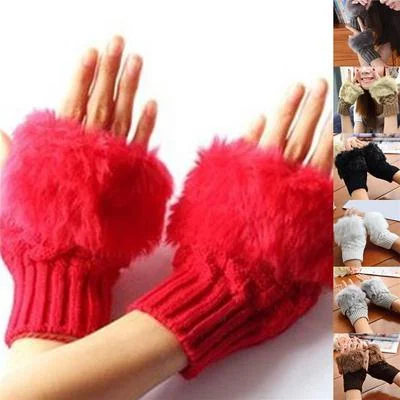 Wool Fingerless Gloves Red Blue Brown Maroon Off White