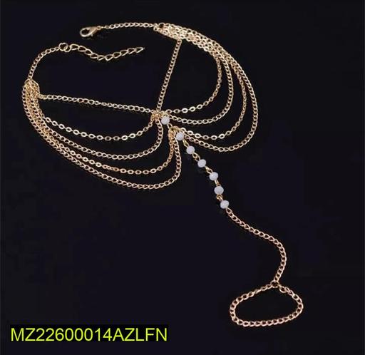 Golden Layered Chain Anklet for Women Party Eid thumbnail 1