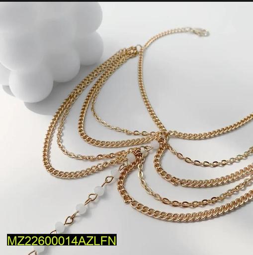 Golden Layered Chain Anklet for Women Party Eid thumbnail 3