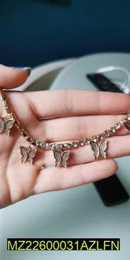 Golden Butterfly Choker with Rhinestones for Women thumbnail 1