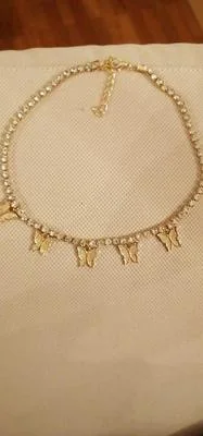 Golden Butterfly Choker with Rhinestones for Women thumbnail 3