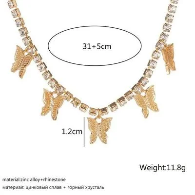 Golden Butterfly Choker with Rhinestones for Women