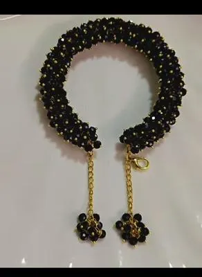 Black Crystal Gold Plated Gajra Bracelet for Women thumbnail 6