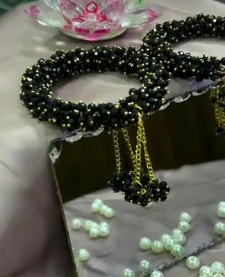 Black Crystal Gajrey for Women Bridal Wear thumbnail 5