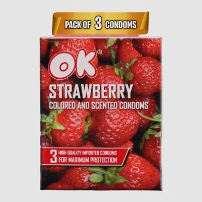 OK Strawberry Condoms-3pics